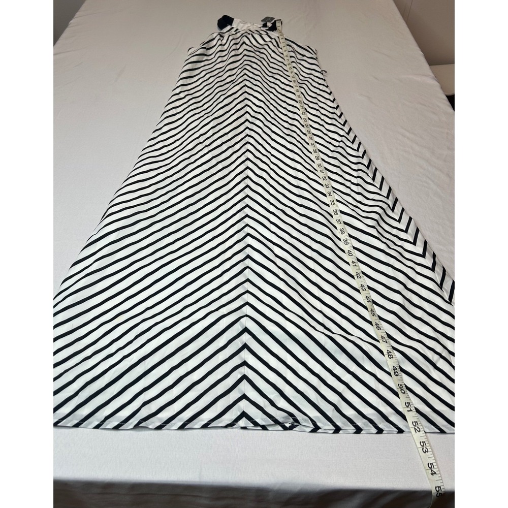 Ann Taylor Petite Black White Chevron Stripe Halter Maxi Dress 4P New 18418484